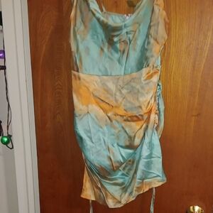 Fashion Nova Teal and Orange Mini Dress